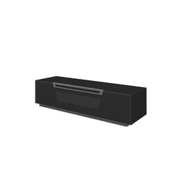 Tv-alus ratastel VENTI mattmust, 150x45xH38 cm