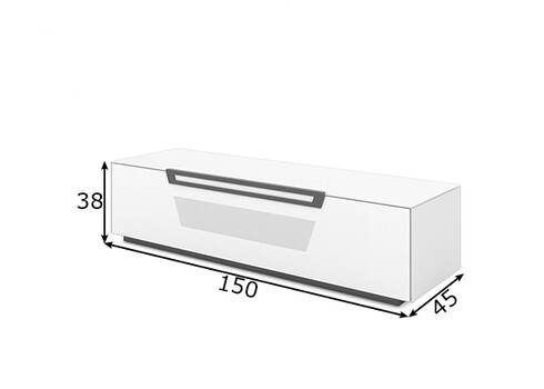 Tv-alus ratastel VENTI mattvalge, 150x45xH38 cm