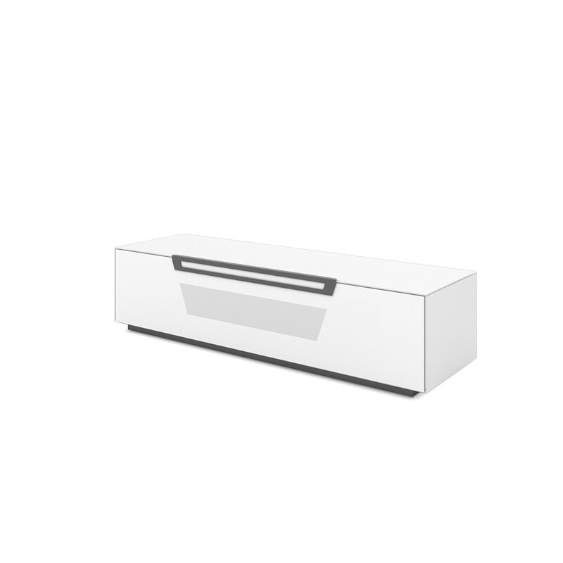 Tv-alus ratastel VENTI mattvalge, 150x45xH38 cm