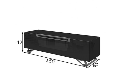 Tv-alus jalgadel VENTI must läige, 150x45xH42 cm