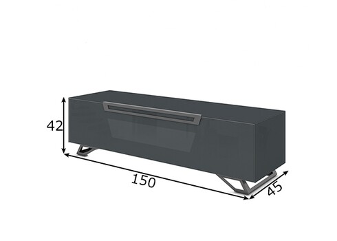 Tv-alus jalgadel VENTI tumehall läige, 150x45xH42 cm