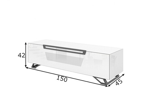 Tv-alus jalgadel VENTI valge läige, 150x45xH42 cm