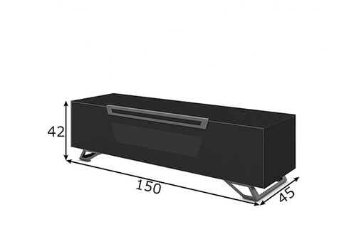 Tv-alus jalgadel VENTI mattmust, 150x45xH42 cm
