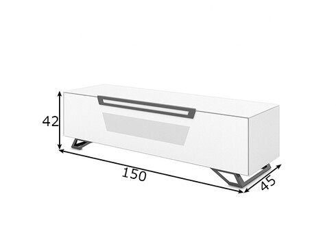 Tv-alus jalgadel VENTI mattvalge, 150x45xH42 cm