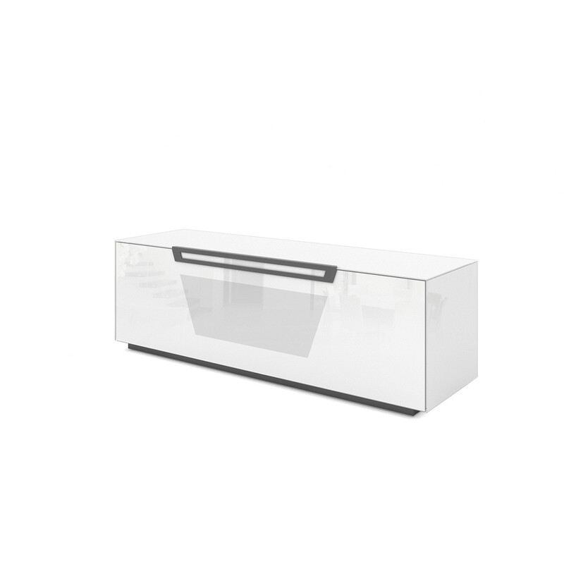 Tv-alus ratastel VENTI valge läige, 150x45xH50 cm