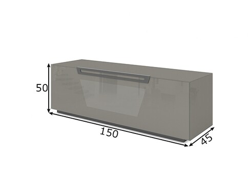 Tv-alus ratastel VENTI hall läige, 150x45xH50 cm
