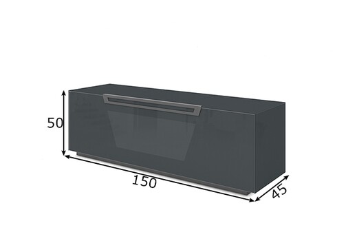 Tv-alus ratastel VENTI tumehall läige, 150x45xH50 cm