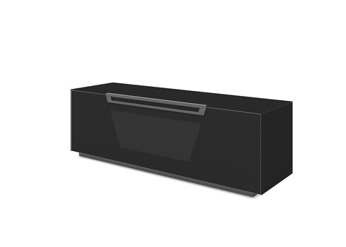 Tv-alus ratastel VENTI mattmust, 150x45xH50 cm