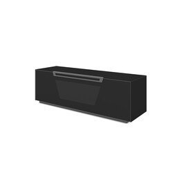 Tv-alus ratastel VENTI mattmust, 150x45xH50 cm