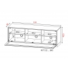 Tv-alus ratastel VENTI mattvalge, 150x45xH50 cm