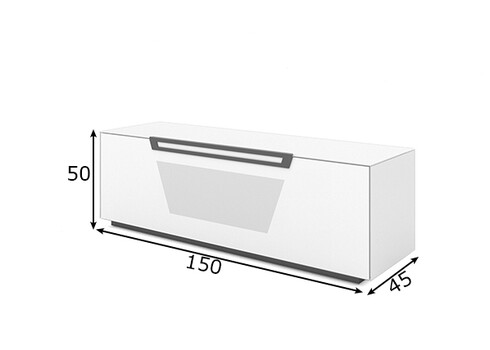Tv-alus ratastel VENTI mattvalge, 150x45xH50 cm