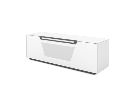 Tv-alus ratastel VENTI mattvalge, 150x45xH50 cm