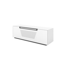 Tv-alus ratastel VENTI mattvalge, 150x45xH50 cm