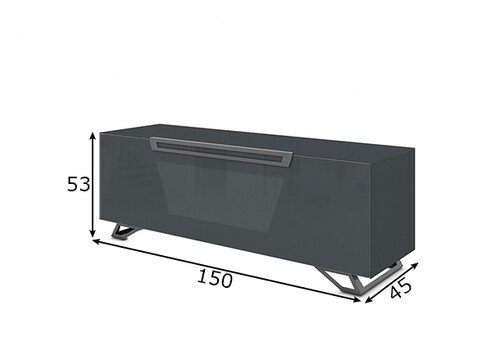 Tv-alus jalgadel VENTI tumehall läige, 150x45xH53 cm