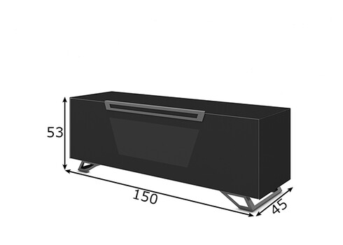 Tv-alus jalgadel VENTI mattmust, 150x45xH53 cm