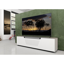 Tv-alus ratastel VENTI mattvalge, 175x45xH50 cm