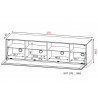Tv-alus ratastel VENTI mattvalge, 175x45xH50 cm