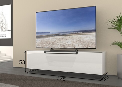 Tv-alus jalgadel VENTI valge läige, 175x45xH53 cm