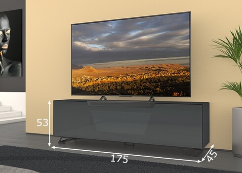 Tv-alus jalgadel VENTI tumehall läige, 175x45xH53 cm