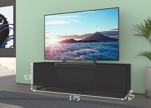 Tv-alus jalgadel VENTI mattmust, 175x45xH53 cm