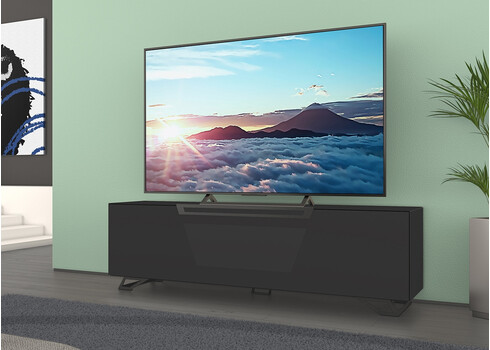Tv-alus jalgadel VENTI mattmust, 175x45xH53 cm
