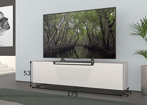 Tv-alus jalgadel VENTI mattvalge, 175x45xH53 cm