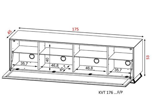Tv-alus jalgadel VENTI mattvalge, 175x45xH53 cm