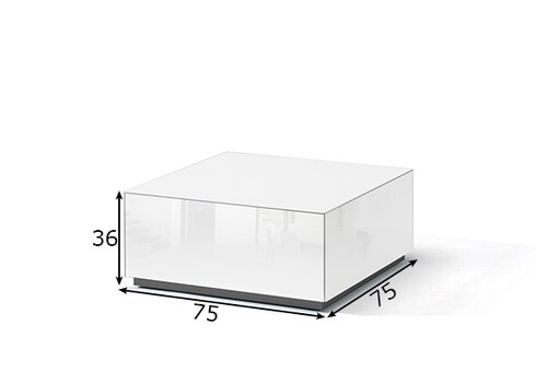 Diivanilaud ratastel VENTI valge läige, 75x75xH36 cm