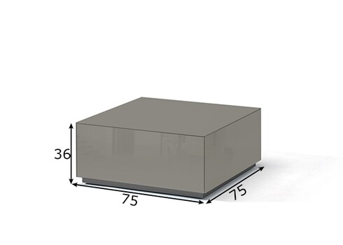 Diivanilaud ratastel VENTI hall läige, 75x75xH36 cm