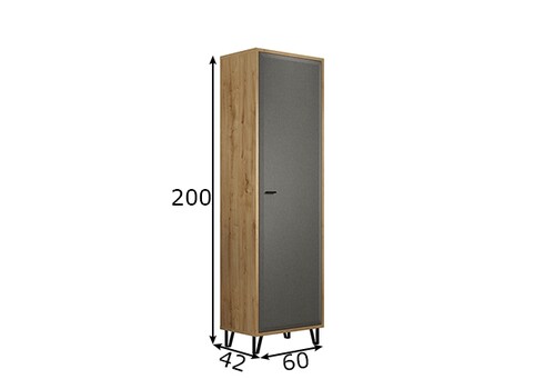 Riidekapp BLANSHE tumehall / tamm, 60x42xH200 cm