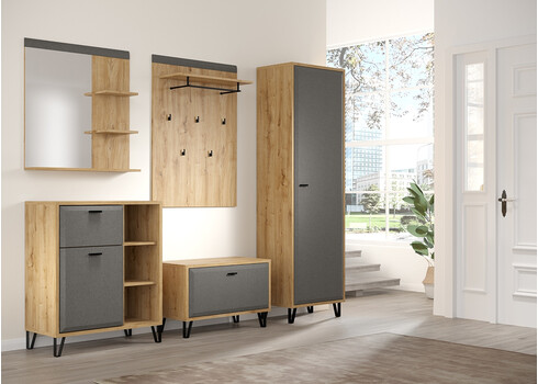 Riidekapp BLANSHE tumehall / tamm, 60x42xH200 cm