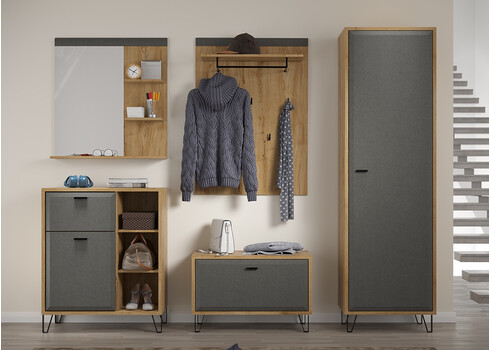 Riidekapp BLANSHE tumehall / tamm, 60x42xH200 cm