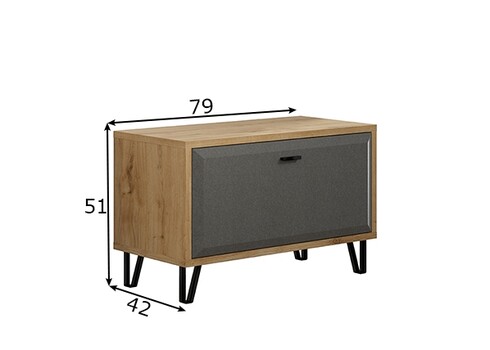 Esikupink BLANSHE tumehall / tamm, 75x42xH51 cm