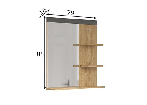 Seinapeegel BLANSHE tumehall / tamm, 79x16xH85 cm