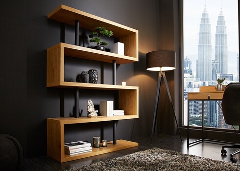 Riiul SNAKE tamm / must, 120x35xH165 cm