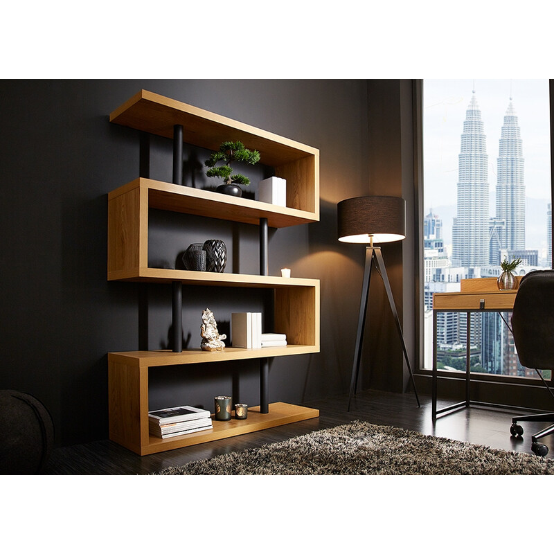 Riiul SNAKE tamm / must, 120x35xH165 cm