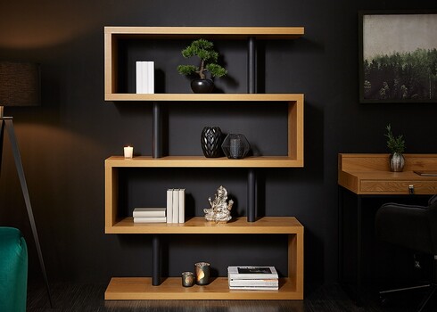 Riiul SNAKE tamm / must, 120x35xH165 cm