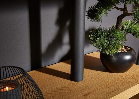 Riiul SNAKE tamm / must, 120x35xH165 cm