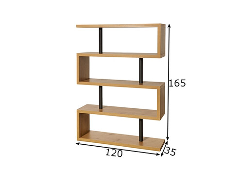 Riiul SNAKE tamm / must, 120x35xH165 cm