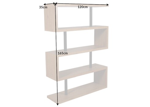 Riiul SNAKE tamm / must, 120x35xH165 cm