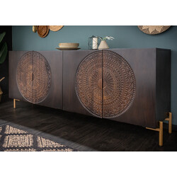 Kummut MANDALA must / kuldne, 177x45xH76 cm