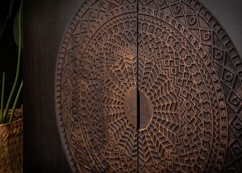 Kummut MANDALA must / kuldne, 177x45xH76 cm