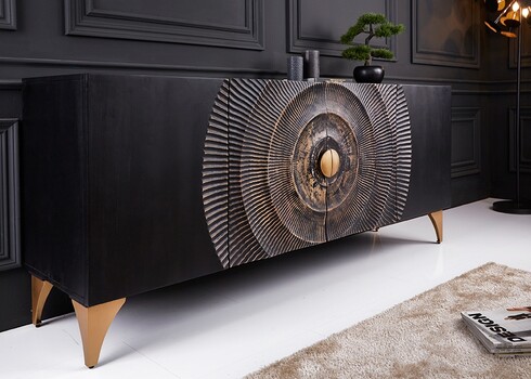 Kummut SUNSET must / kuldne, 177x45xH77 cm