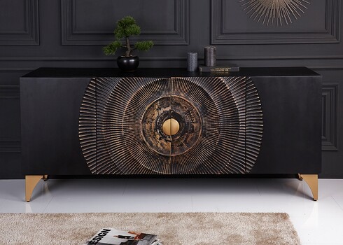 Kummut SUNSET must / kuldne, 177x45xH77 cm