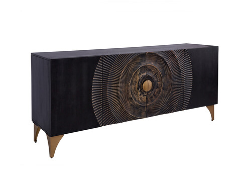 Kummut SUNSET must / kuldne, 177x45xH77 cm