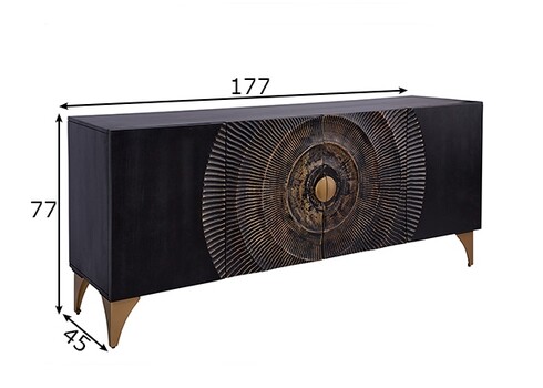 Kummut SUNSET must / kuldne, 177x45xH77 cm