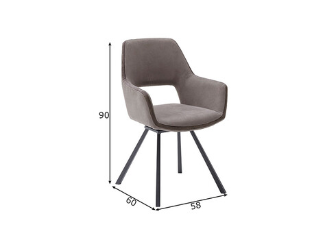 Käetugedega tool BAYONNE pruun, 58x60xH90 cm, 2 tk