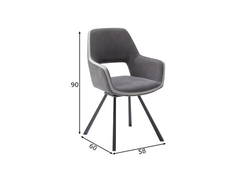 Käetugedega tool BAYONNE hall, 58x60xH90 cm, 2 tk