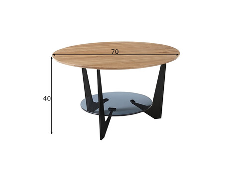 Diivanilaud CADIZ tamm / must, D70xH40 cm