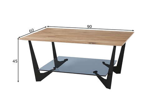 Diivanilaud LEON tamm / must, 90x60xH40 cm